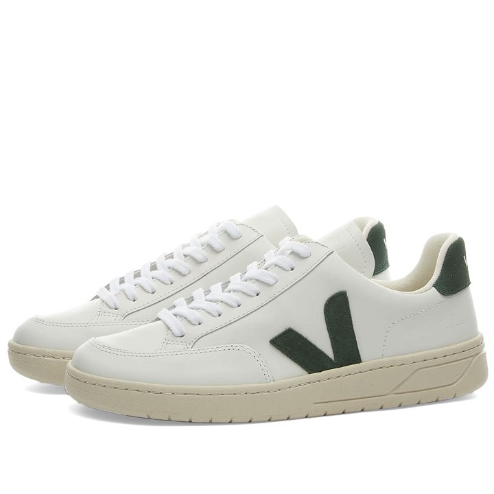 Photo: Veja Men's V-12 Leather Sneakers in Extra White/Cyprus