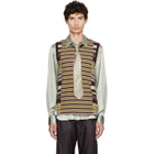 Dries Van Noten Brown & Yellow Striped Cotton Tank Top