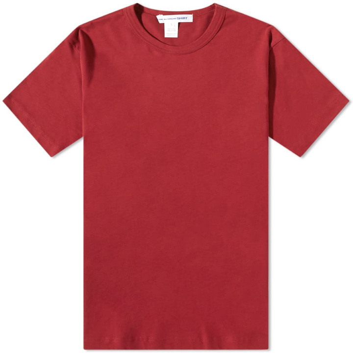 Photo: Comme des Garçons SHIRT Men's Back Logo Tee in Burgundy