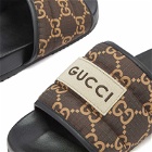 Gucci Men's GG Logo Ripstop Slide in Ebony Beige
