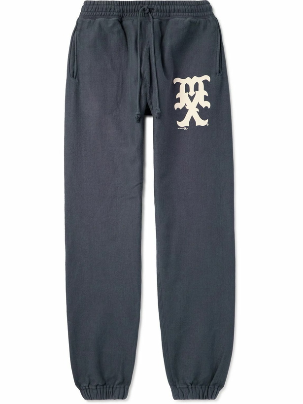 Photo: SAINT MXXXXXX - Tapered Logo-Print Cotton-Blend Jersey Sweatpants - Blue