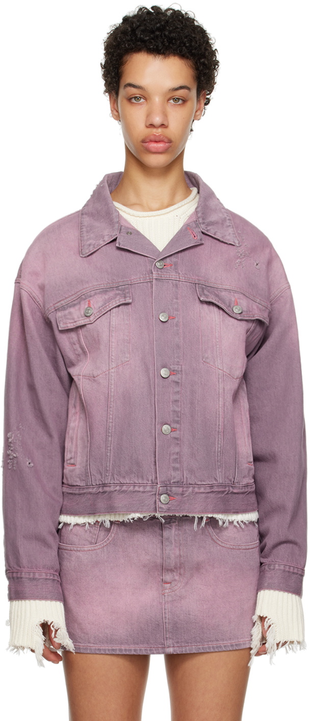 Purple Men's Embossed Faded Denim Jacket