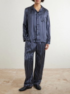 Derek Rose - Brindisi Striped Silk-Satin Pyjama Set - Blue