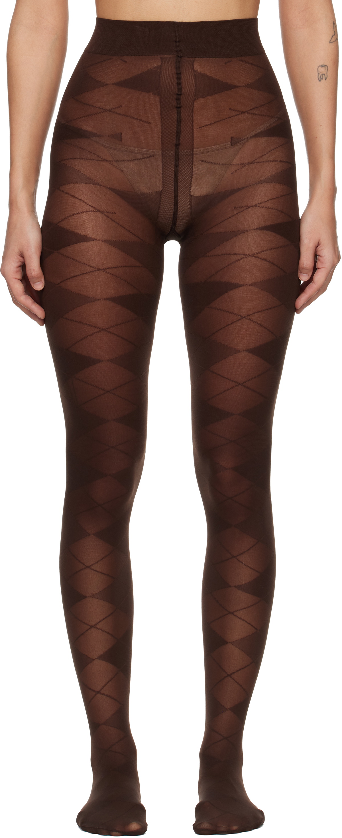 Swedish Stockings Brown Rebecka Argyle Tights