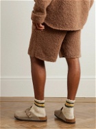 The Elder Statesman - Straight-Leg Cashmere, Silk and Alpaca-Blend Bouclé Drawstring Shorts - Brown