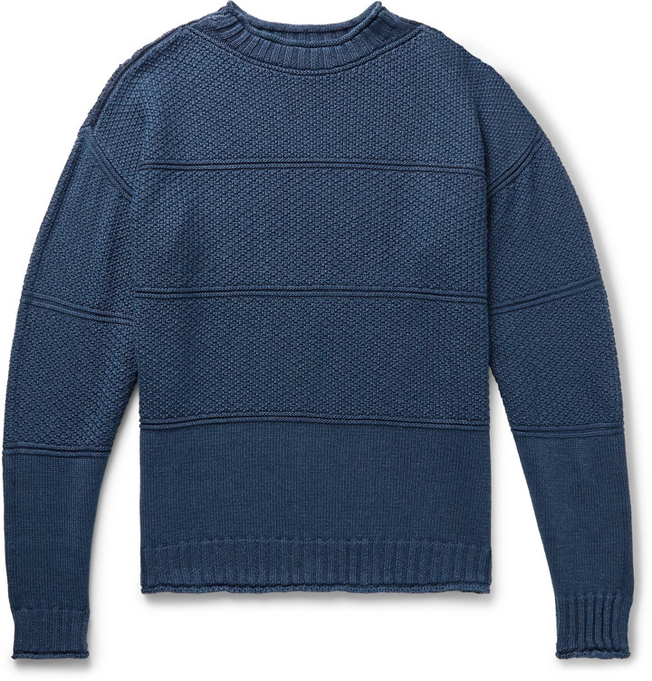 Photo: Drake's - Linen and Merino Wool-Blend Sweater - Blue