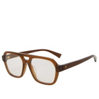 Bottega Veneta Eyewear Men's Bottega Veneta Triangle Stud Optical Glasses in Brown/Transparent 