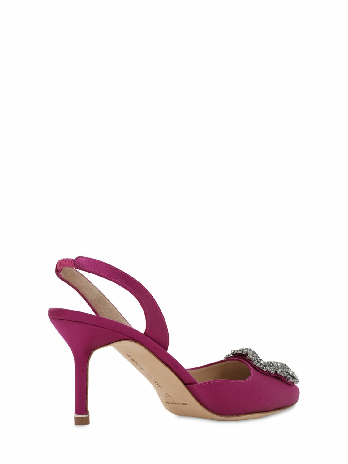 Escarpins Manolo Blahnik Hangisli - Taille US 11.5, Blanc Satin, Slingback, Neuf Avec Défauts