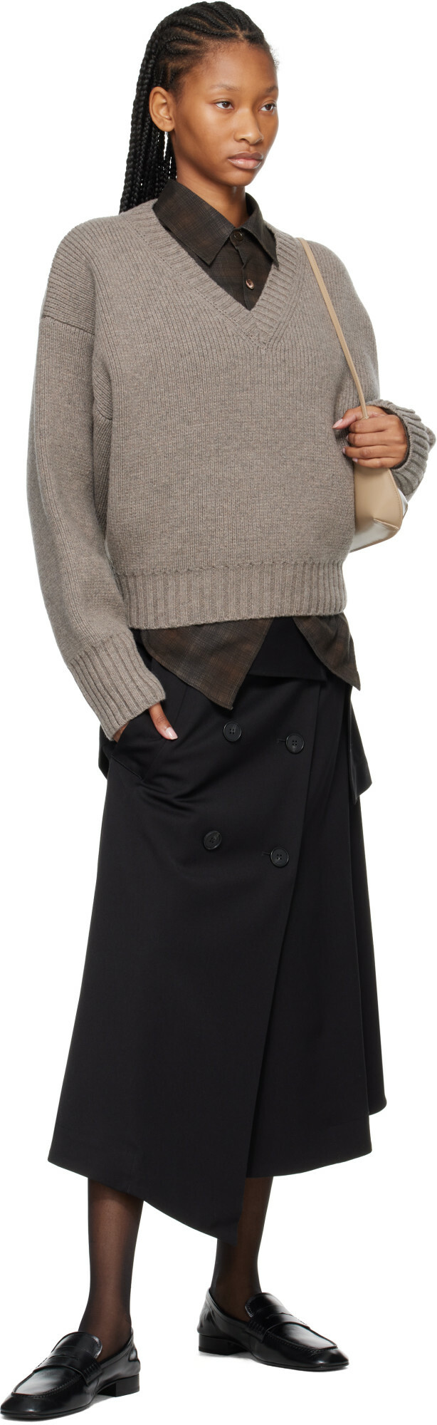 Róhe Black Deconstructed Trench Midi Skirt