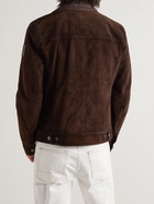 Belstaff - Logo-Appliquéd Leather-Trimmed Suede Trucker Jacket - Brown