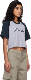 Off-White Gray & Navy 'OW' Embroidered Script T-shirt