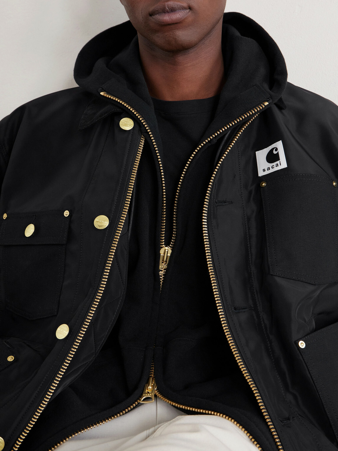 Sacai - Carhart WIP Padded Shell and Cotton-Twill Bomber Jacket - Black