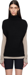 TOTEME Black Double-Knit Cape Turtleneck