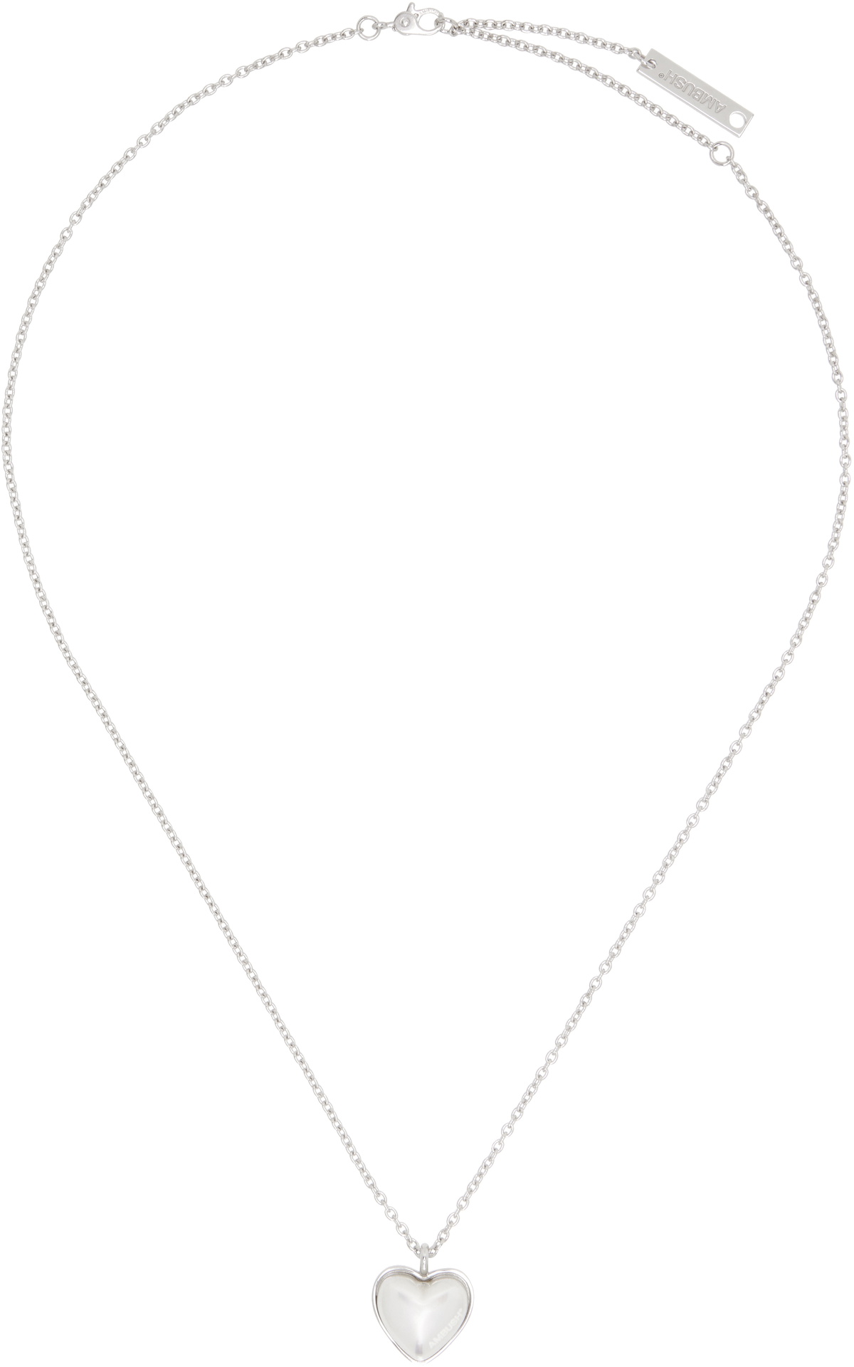 AMBUSH Silver Pearl Heart Charm Necklace
