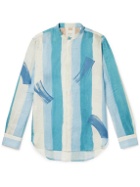 Paul Smith - Grandad-Collar Striped Linen Shirt - Blue