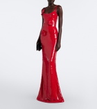 David Koma Floral-appliqué sequined gown