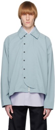 JieDa Blue Flap Collar Jacket