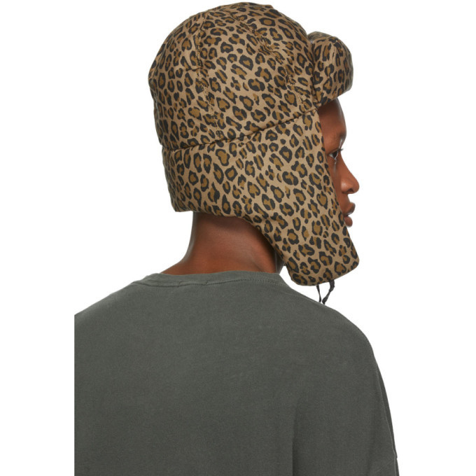 R13 Tan Leopard Canvas Trapper Hat R13