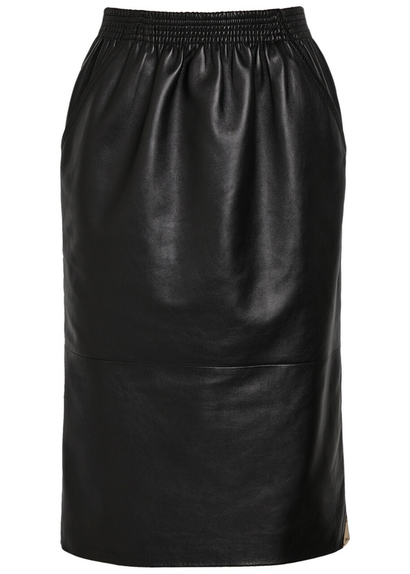 Photo: Chloe Leather Midi Pencil Skirt Black
