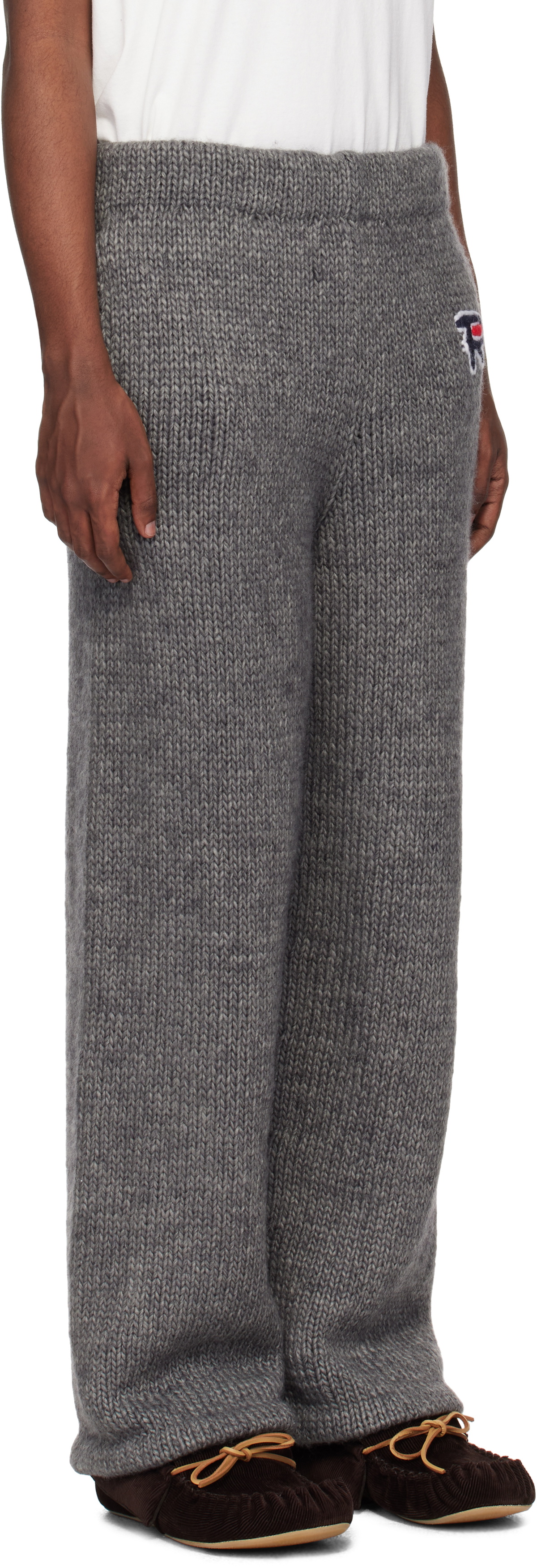 RICE NINE TEN Gray Hand Knitted Jersey Sweatpants