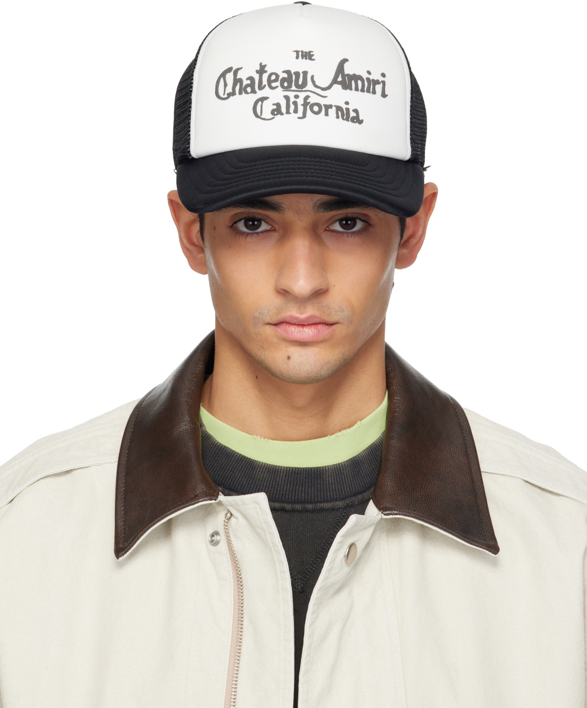 AMIRI White & Black 'Chateau Amiri' Foam Trucker Cap