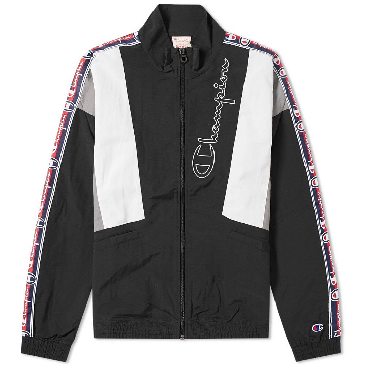 Photo: Champion Reverse Weave Vintage Taped Track Top Black