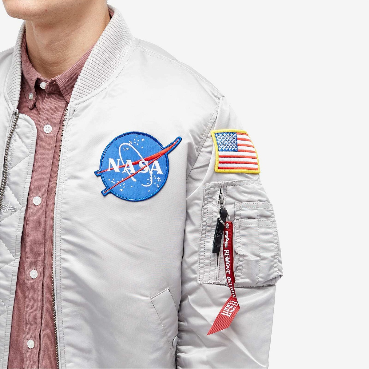 Alpha Industries Men\'s MA-1 VF NASA Jacket in Pastel Grey Alpha Industries | Sweatshorts