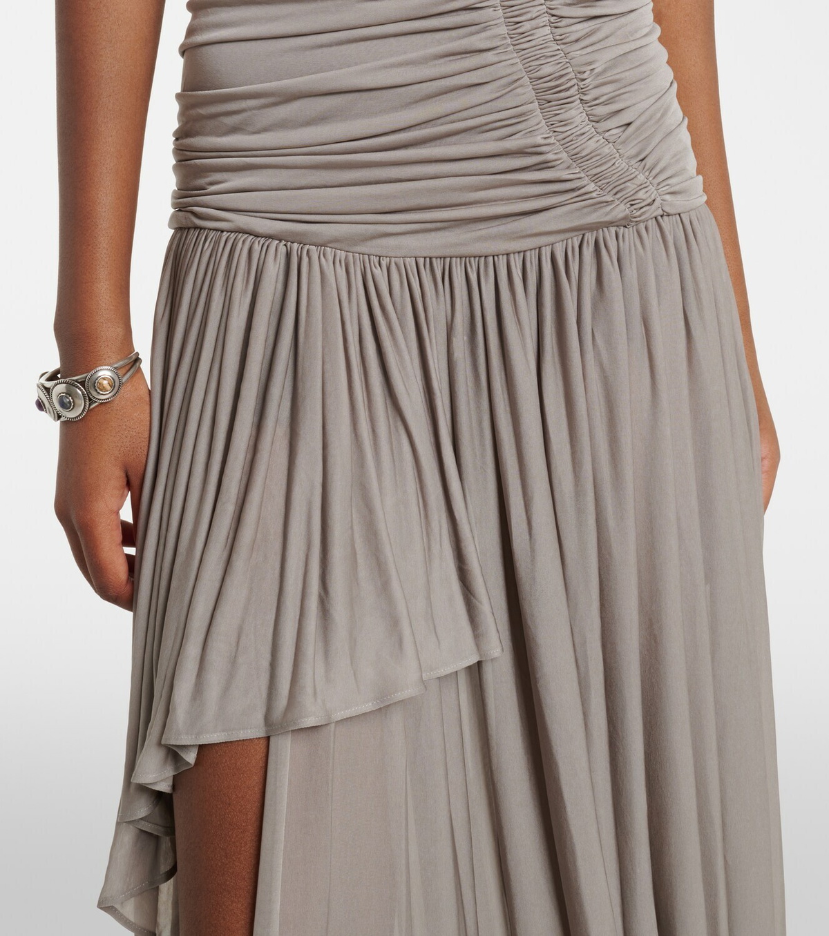 Christopher Esber Ruched asymmetric midi dress