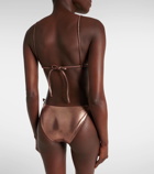 Jade Swim Via lamé bikini top