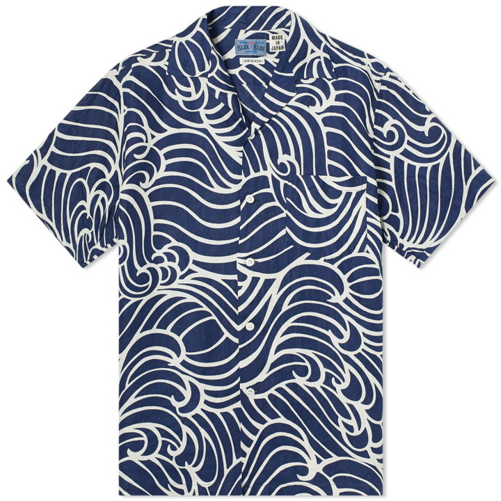 Photo: Blue Blue Japan Wave Print Linen Vacation Shirt