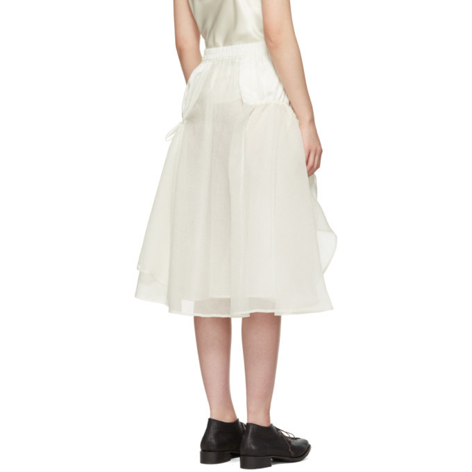 Renli Su White Shirred Silk Skirt Renli Su