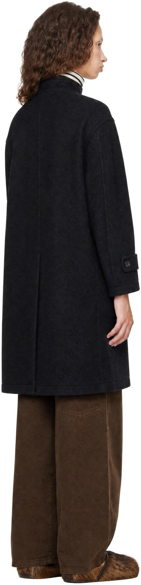 COOR Black Virgin Wool High Neck Coat