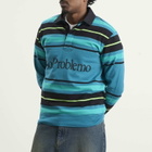 No Problemo Men's Striped Rugby Shirt in Aqua
