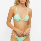 It's Now Cool Women's Gathered Tie Bikini Pant in Lime Wave Cheque