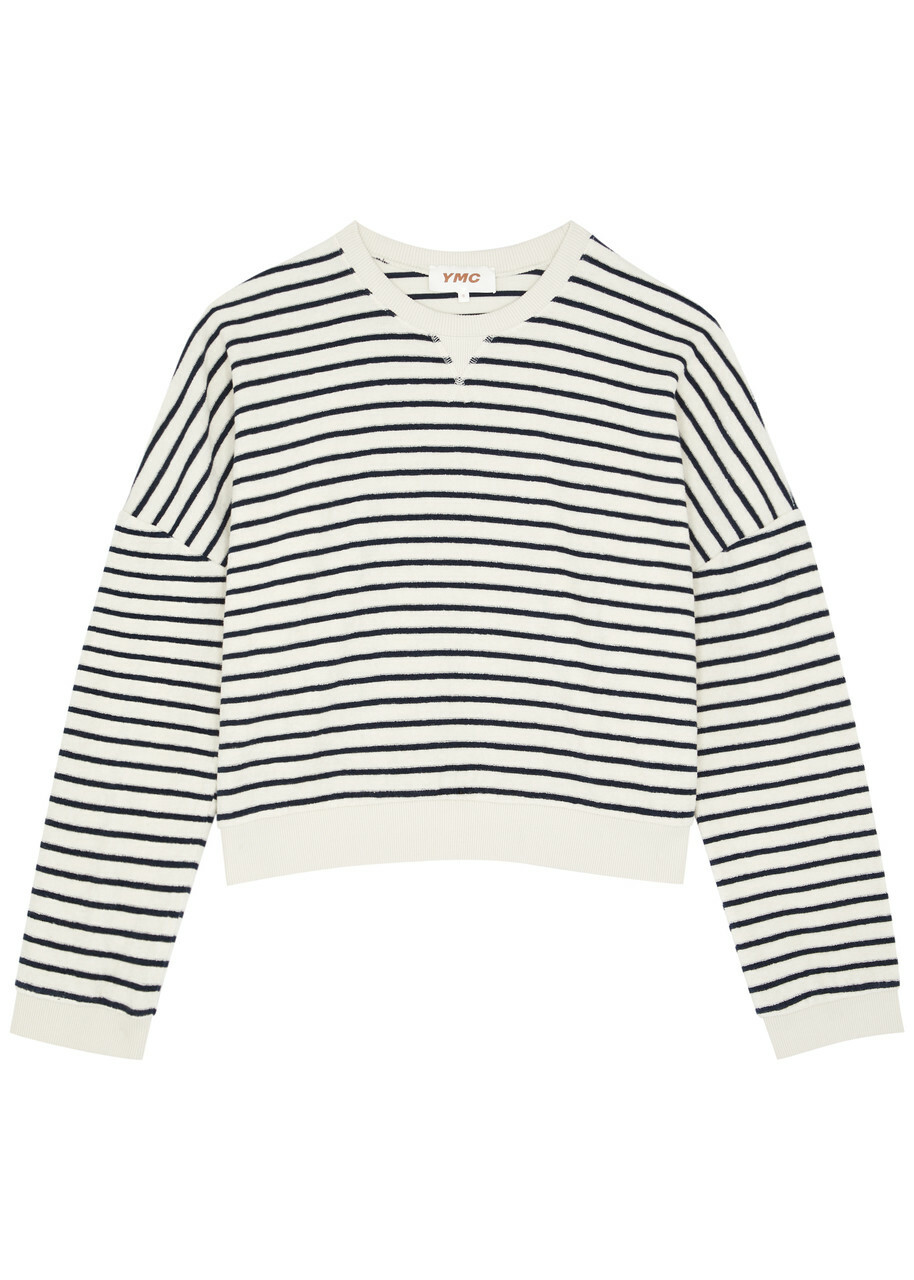 Ymc Almost Grown Striped Terry Sweatshirt Navy