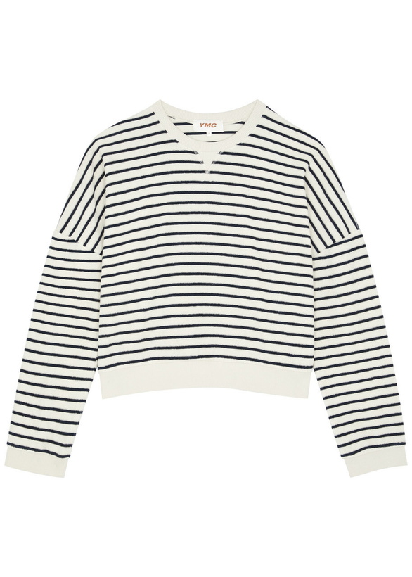Photo: Ymc Almost Grown Striped Terry Sweatshirt Navy