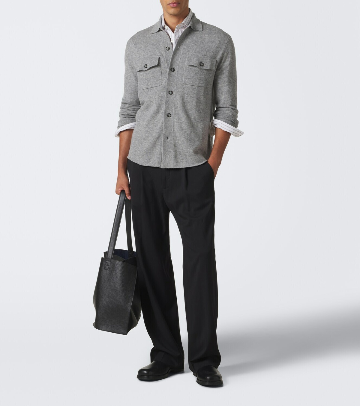 Allude Knitted wool and cashmere shirt