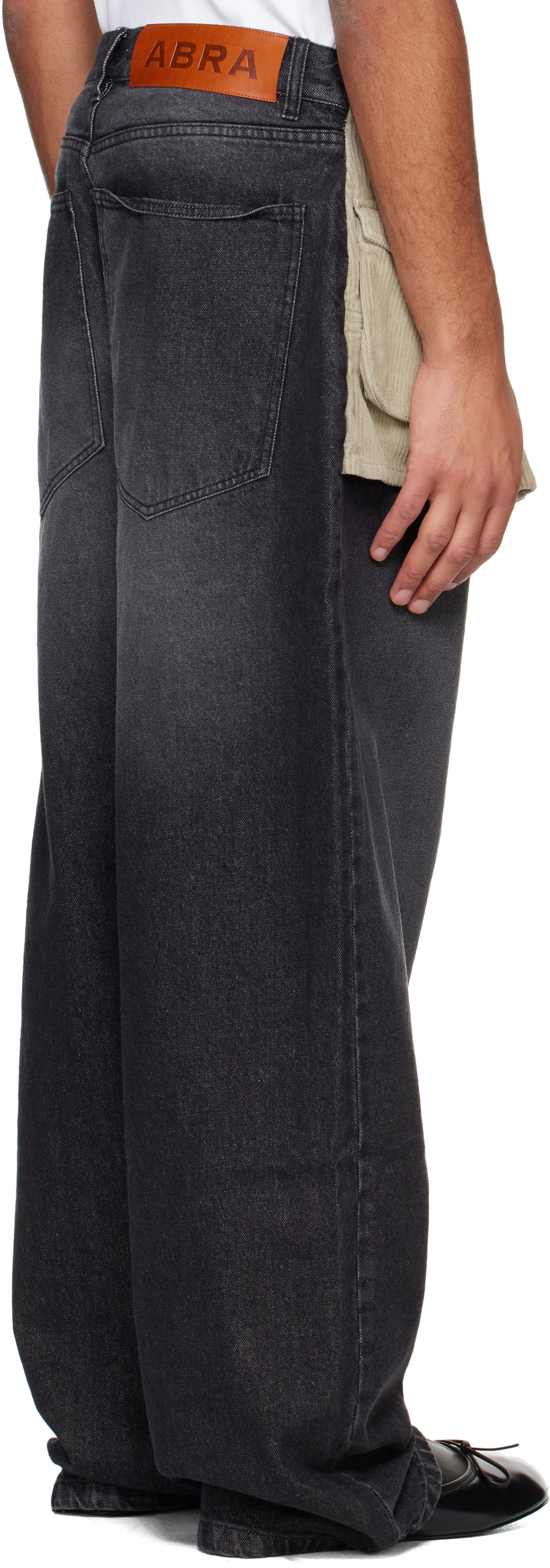 ABRA Gray & Beige Pleated Skirt Jeans