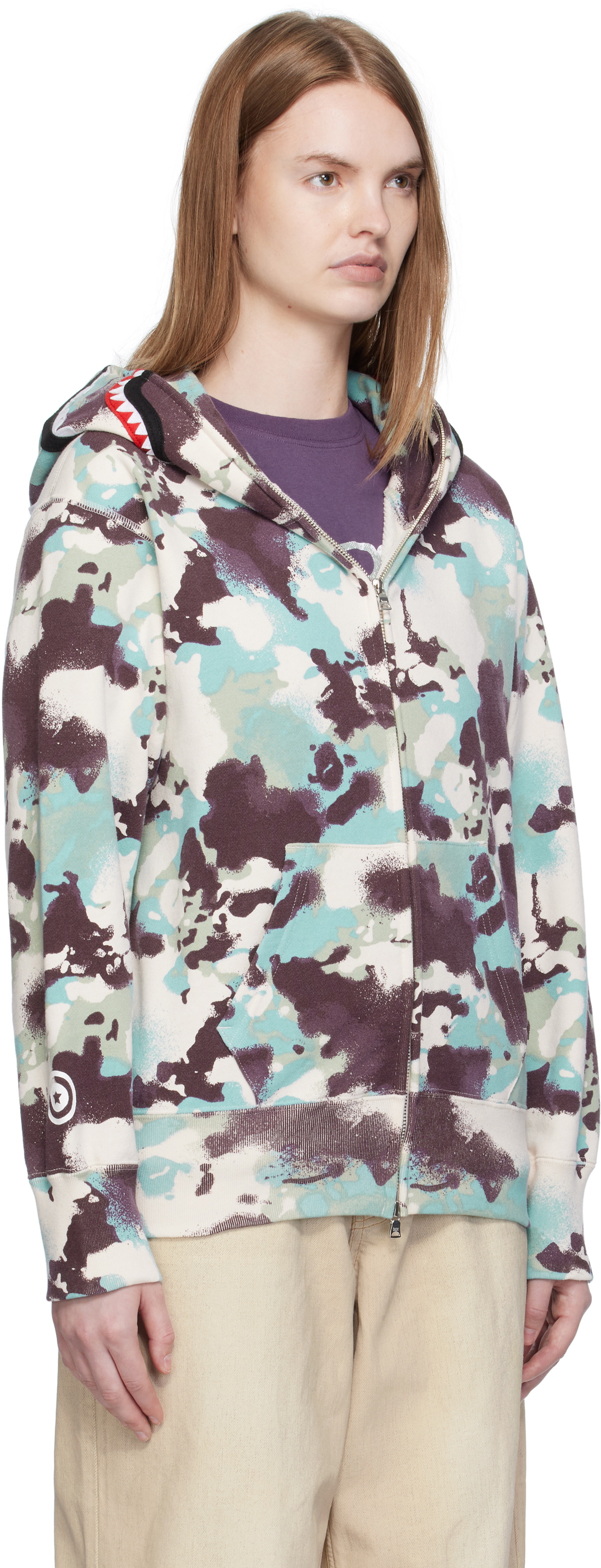 BAPE Multicolor Map Camo Shark Full Zip Hoodie