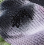 Stüssy - Logo-Embroidered Tie-Dyed Stretch Cotton-Blend Socks - Purple
