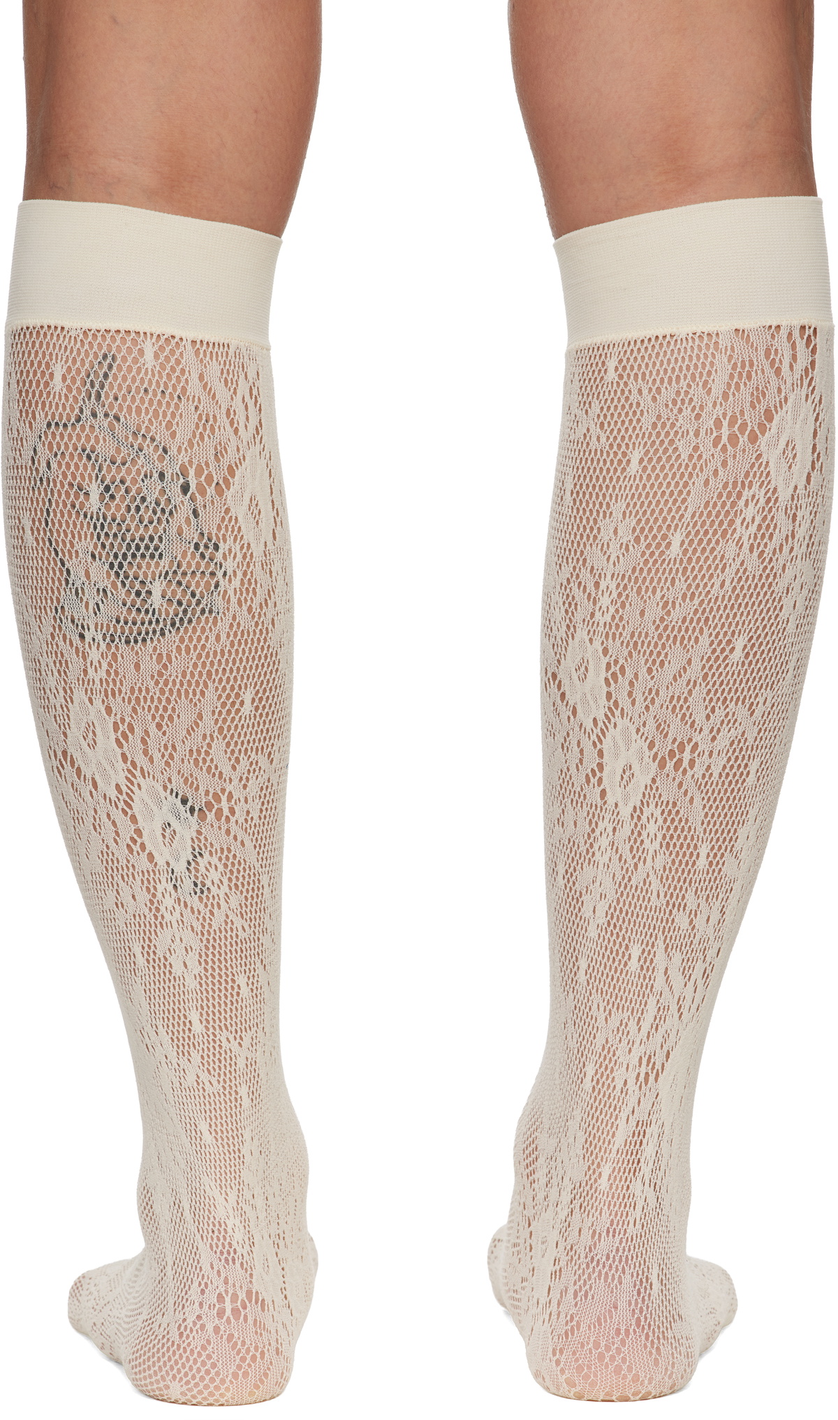 Swedish Stockings Off-White Rose Knee-High Stockings