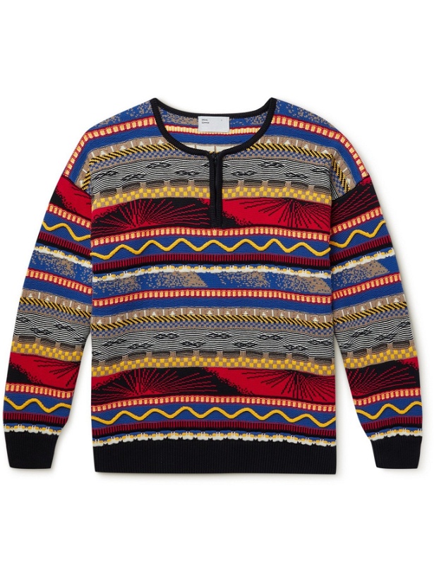 Photo: 4SDESIGNS - Striped Cotton Half-Zip Sweater - Multi