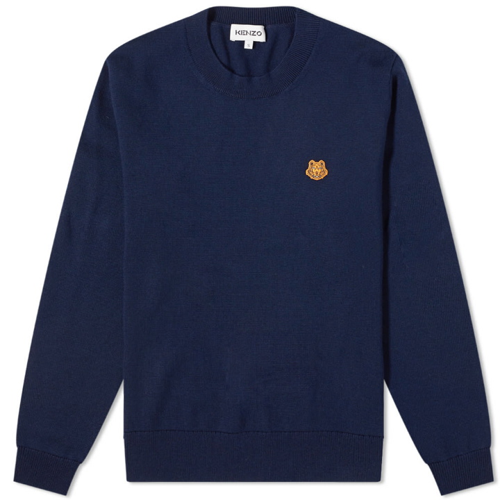 Photo: Kenzo Men's Tiger Crest Knit Crew in Blue Black