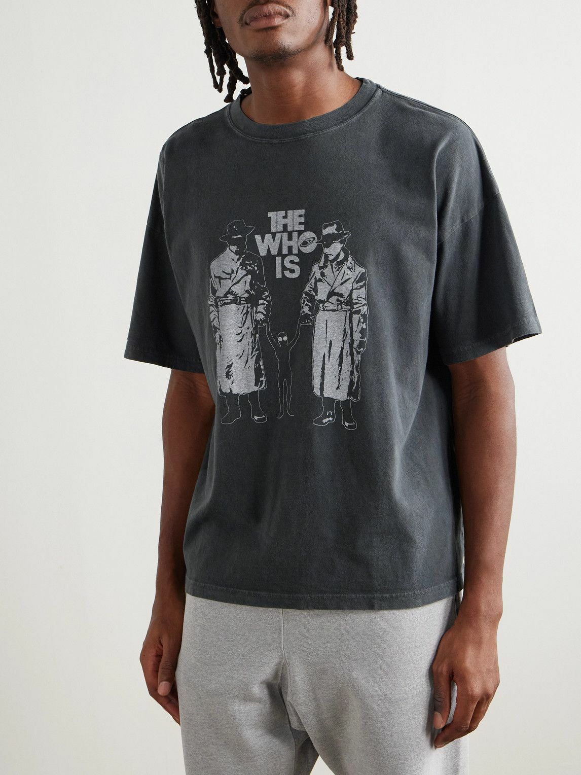 Remi Relief - Who Is Printed Cotton-Jersey T-Shirt - Black