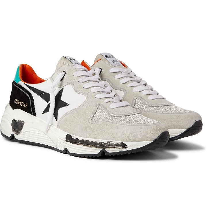 Photo: Golden Goose - Mesh and Neoprene-Trimmed Suede and Leather Sneakers - White