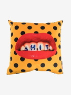 Seletti Yellow Polka Dot Lip Print Cushion