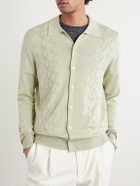 PIACENZA 1733 - Pointelle-Knit Silk and Cotton-Blend Cardigan - Green