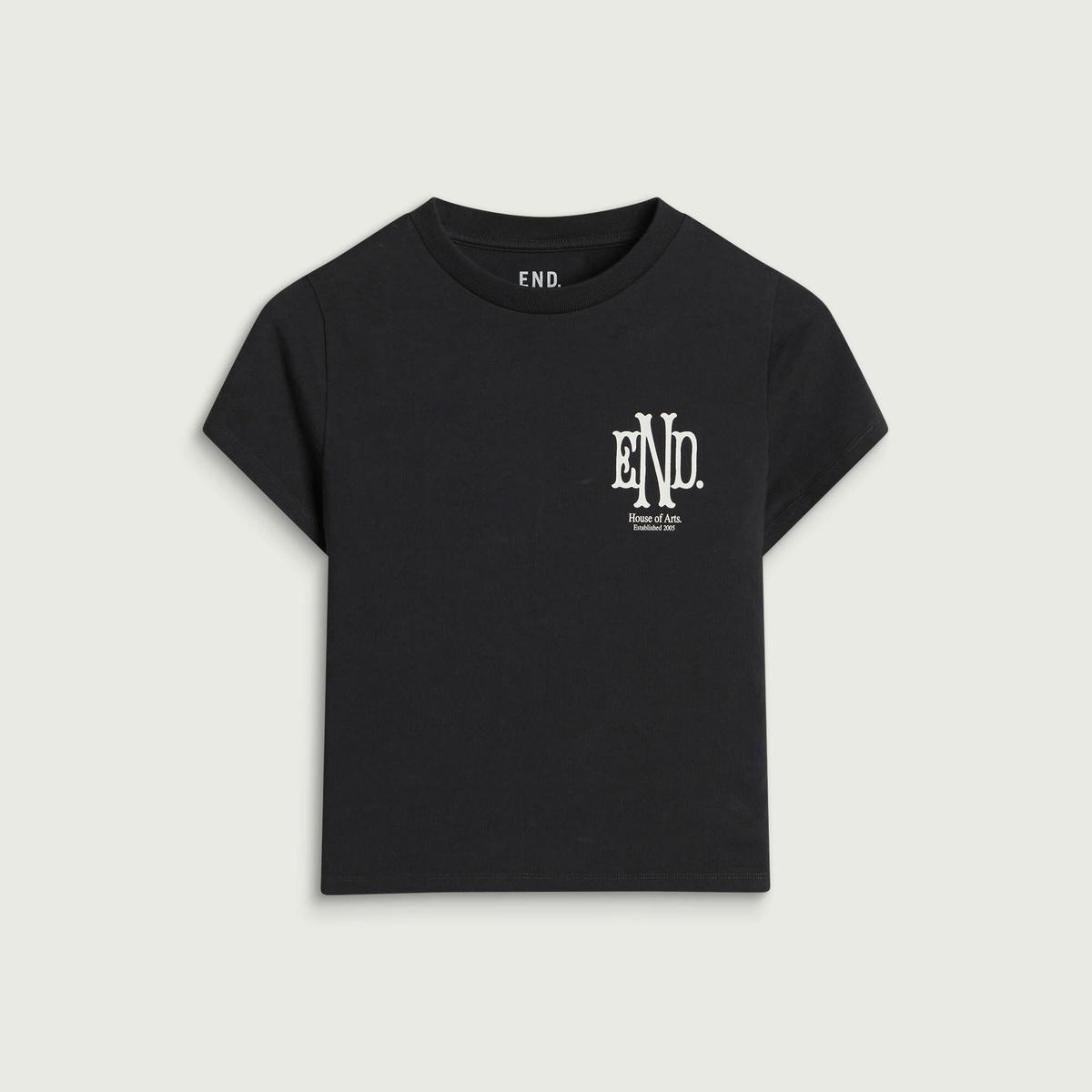 END. Women's Monogram Baby T-Shirt in Cinder Black