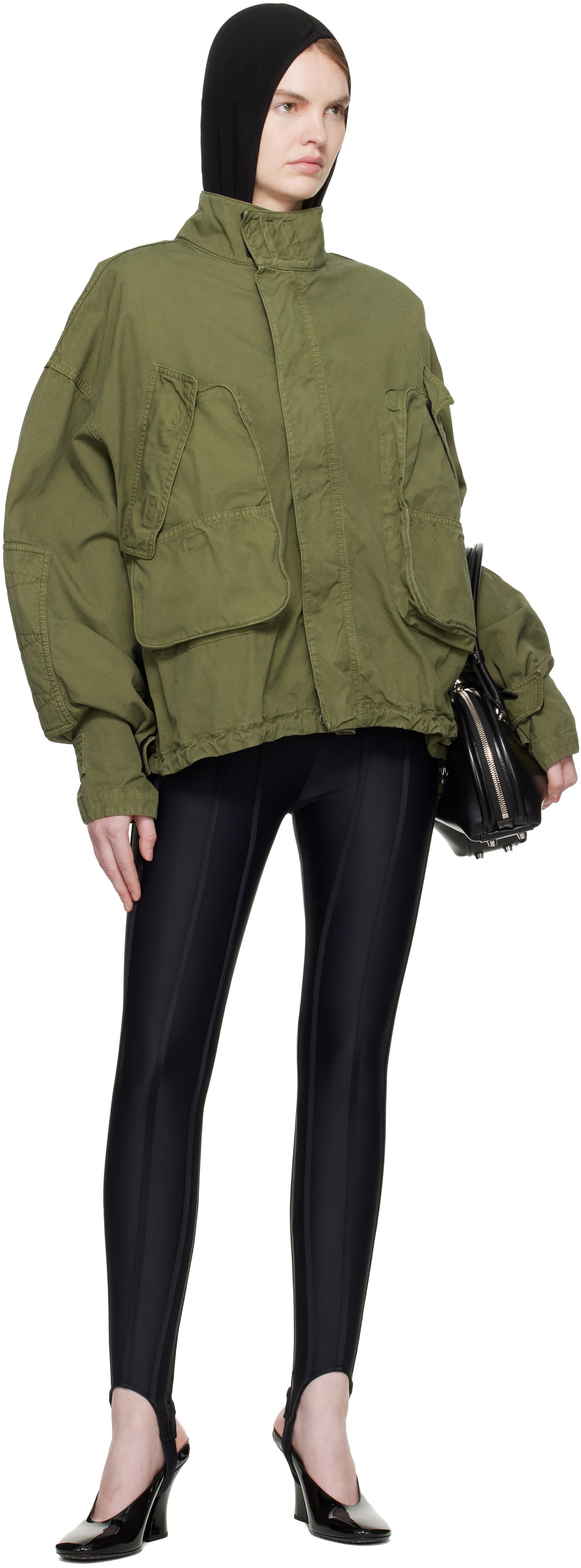 Mugler Black Corseted Leggings