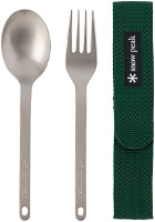 Snow Peak Green Titanium Fork & Spoon Set
